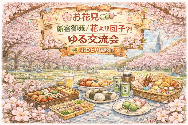 【🌸お花見🍡】新宿御苑/花より団子？！ゆる交流会🔰おひとり様歓迎《 女性主催 》