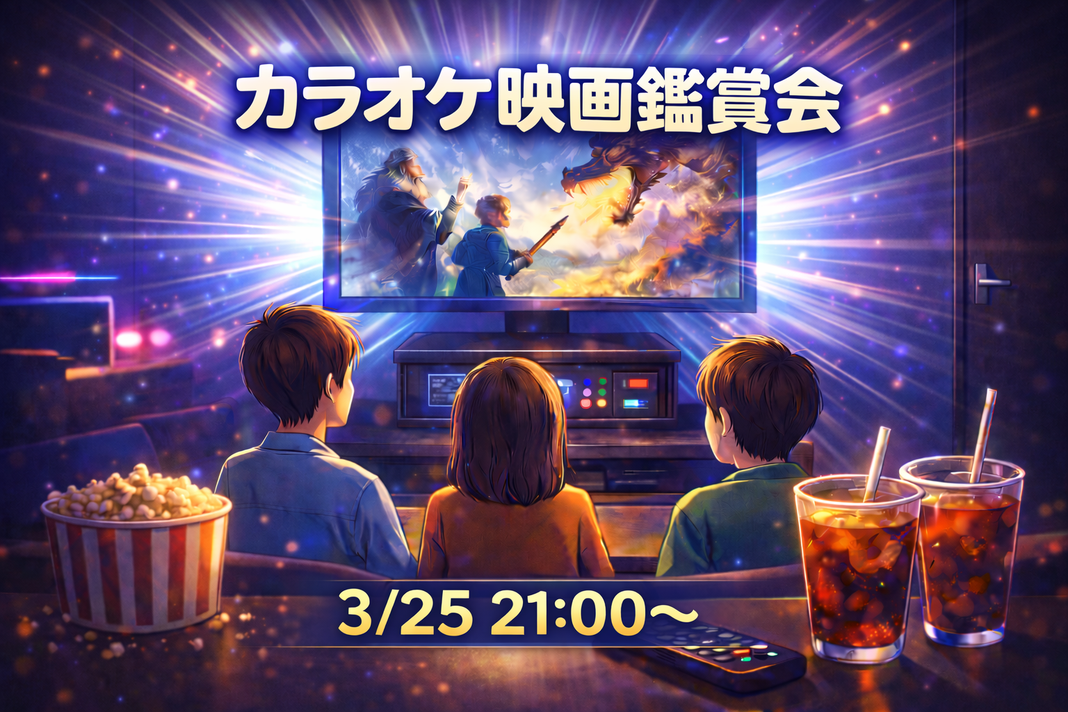 3/25(水) カラオケルームで映画鑑賞会🎬