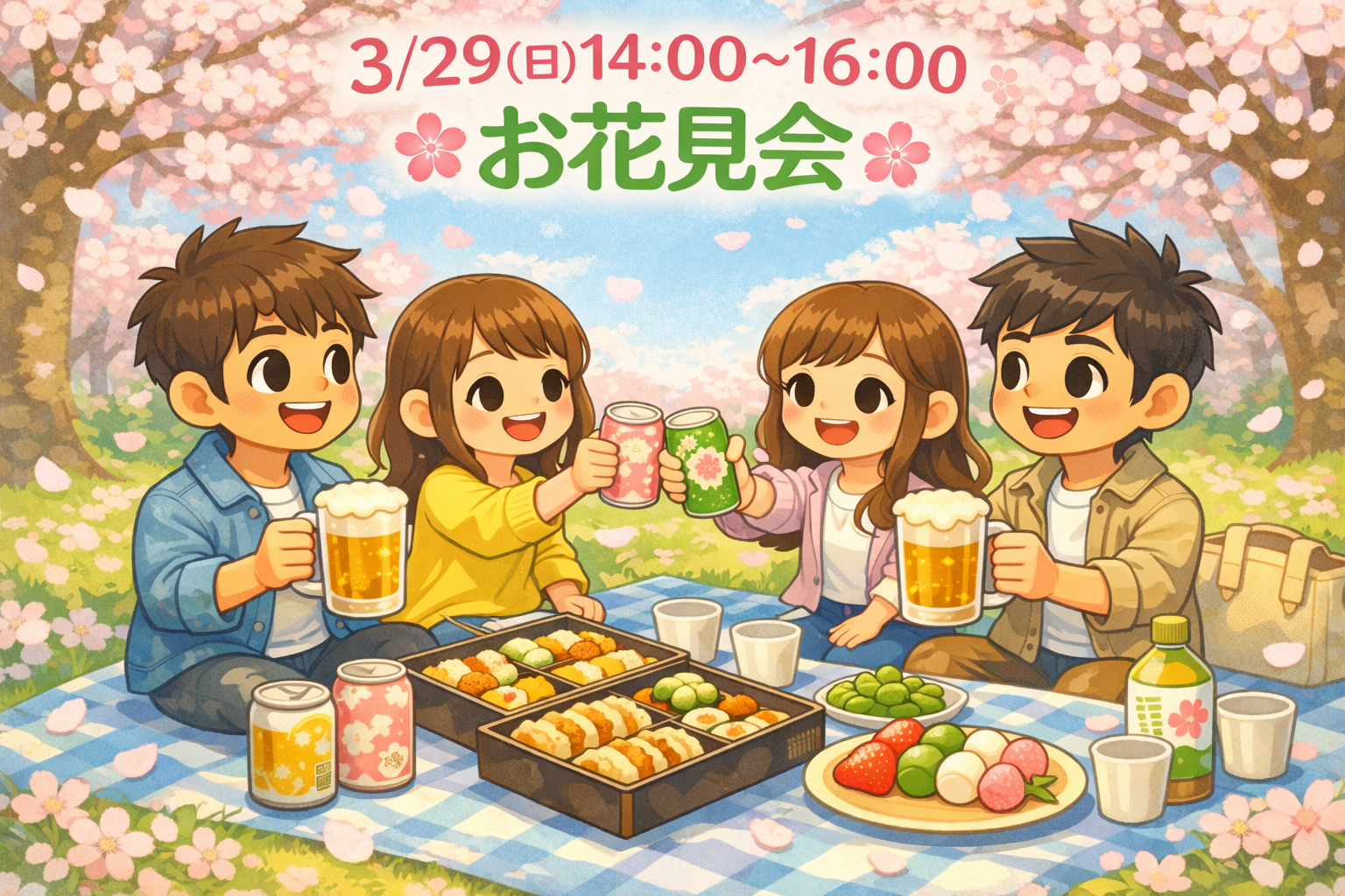 🌸✨3/29(日)14:00〜16:00お花見会✨🌸
