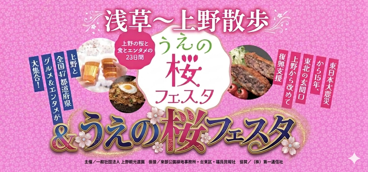 【男女共催】浅草から上野へ歩き、うえの桜フェスタに参加しよう🌸【歴史解説x神社仏閣巡り】