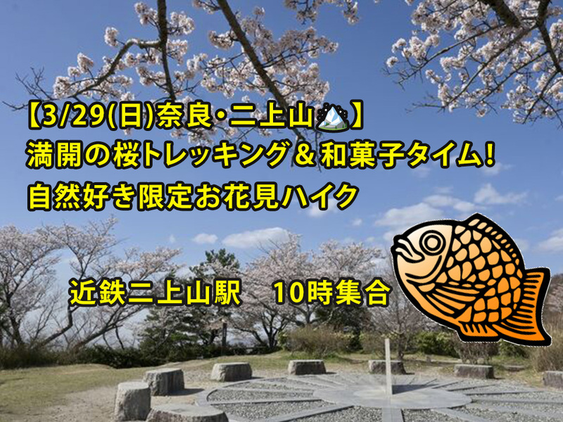【3/29(日)奈良・二上山🏔】満開の桜トレッキング＆和菓子タイム！自然好き限定お花見ハイク