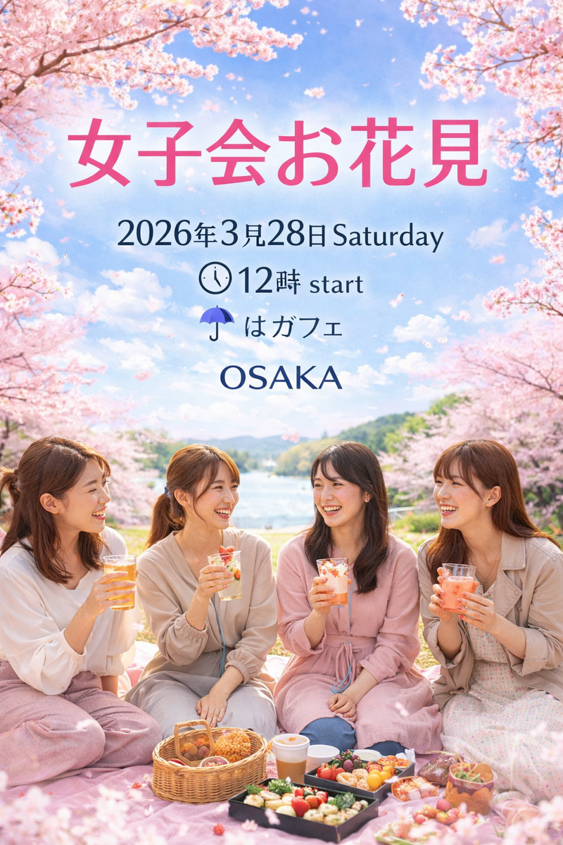 【3月28日土曜日開催】北助松駅近く、女子会お花見🌸（女性のみ募集）