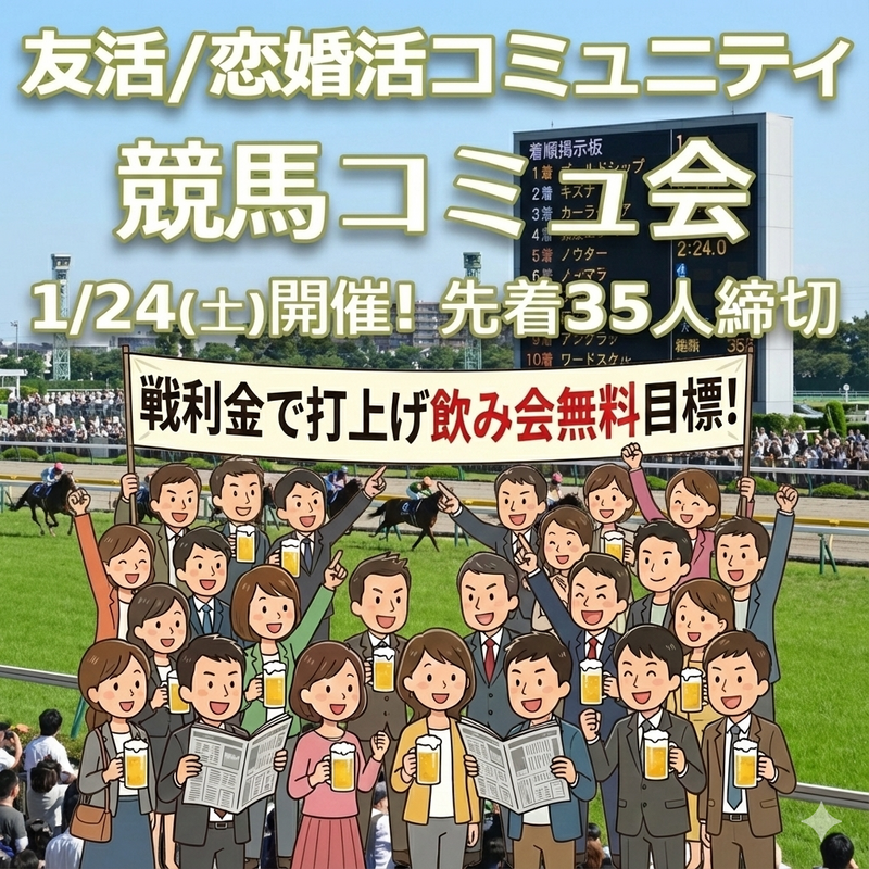 『5/2競馬コミュ会』⇒先着30人募集！✉下さい★25～45歳友活