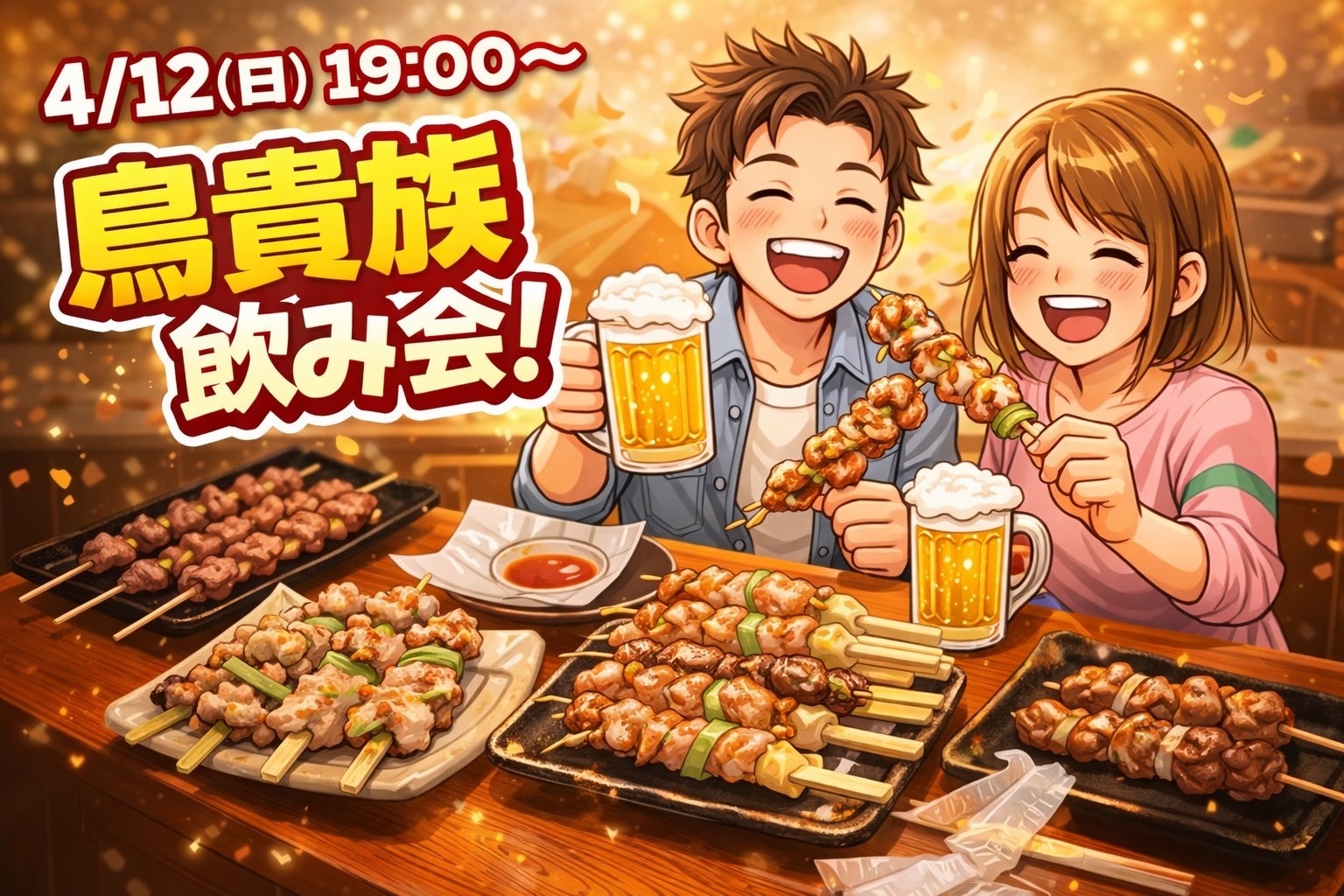 【4/12（日）19時開催】新宿・鳥貴族でワイワイ飲み会！🍺20〜30代限定・貸切席でゆったり楽しもう🍻✨
