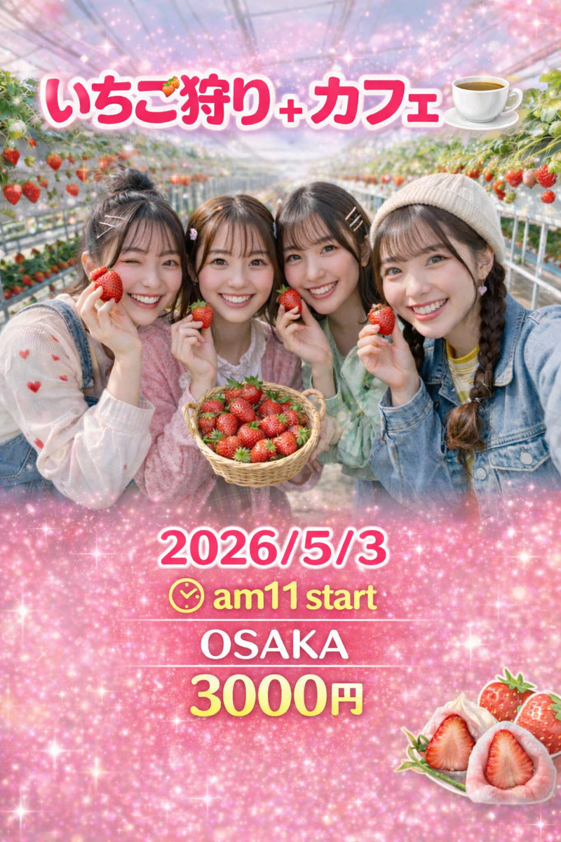 【5/3（日）大阪八尾🍓】女子のみ募集・いちご狩り＆親睦会