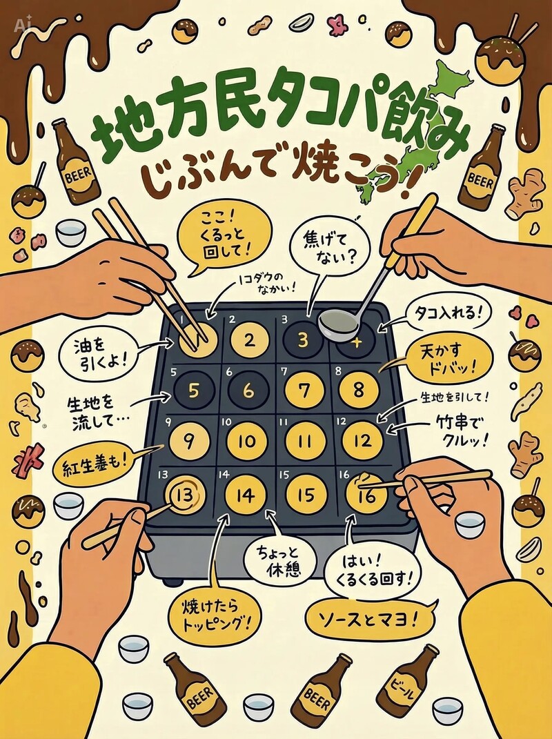 【地方民限定】地方民タコパ飲み！🐙｜同郷トークでつながる夜🍻✨