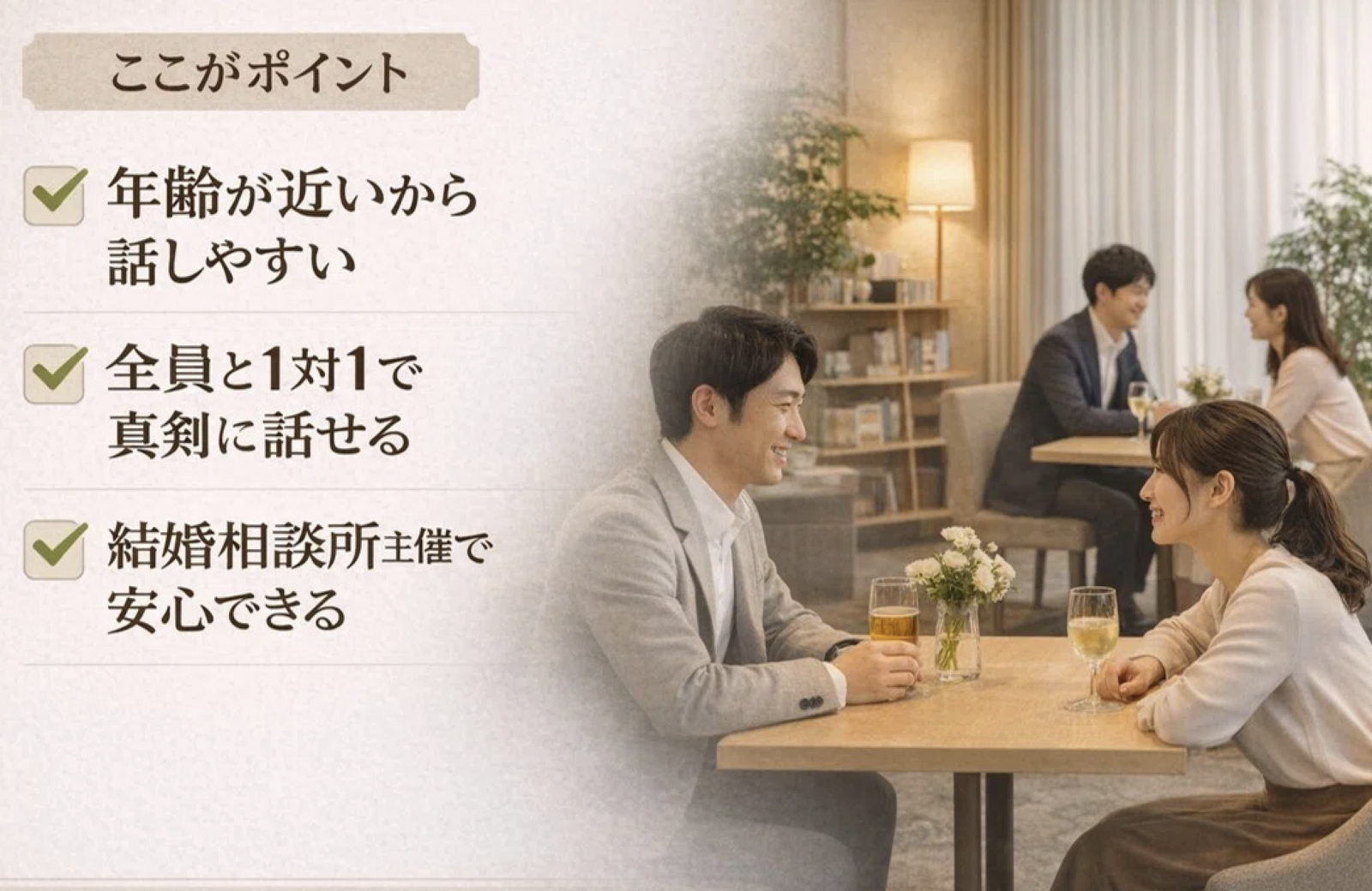 【梅田開催‼️】1対1でしっかり話せる大人のお見合いパーティー（28〜45歳限定）