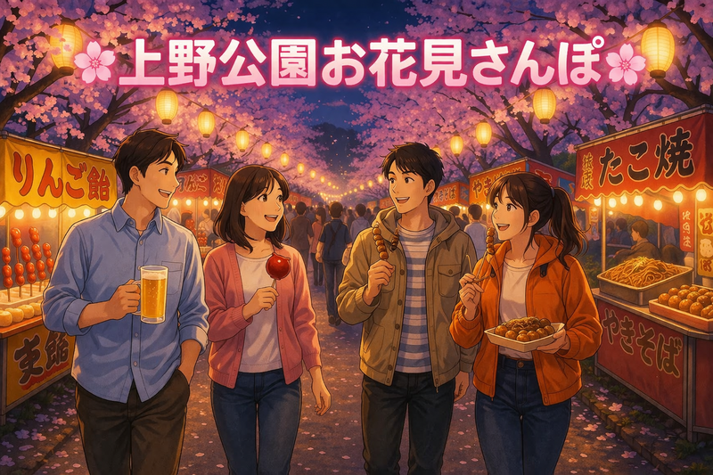 当日◎🌸上野公園ラストお花見さんぽ🌸✖️グルメ屋台フェス🍖【25-36歳1人参加限定】途中参加退出OK❗️
