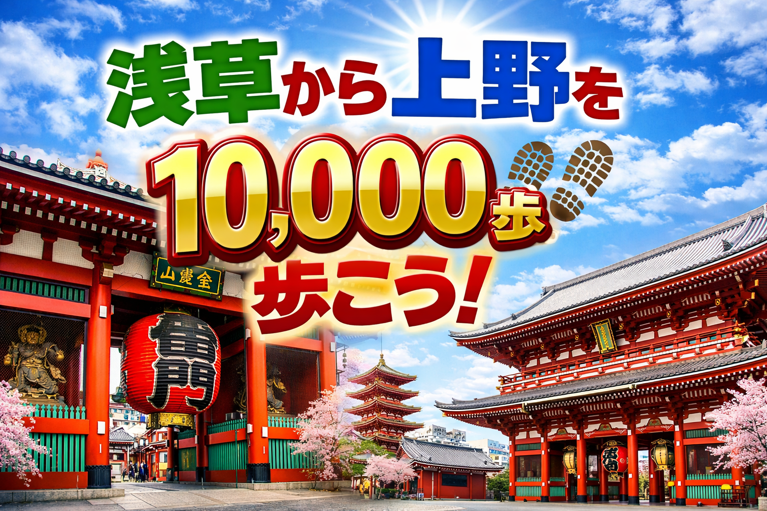 【上野から浅草まで1万歩歩こう！🍡】食べ歩きをしながら下町レトロを満喫するコース✨