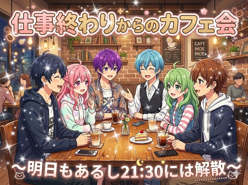 【夜カフェ会に憧れがある女性主催】夜のリラックスタイム交流会！21:30完全終了で翌日も安心✨