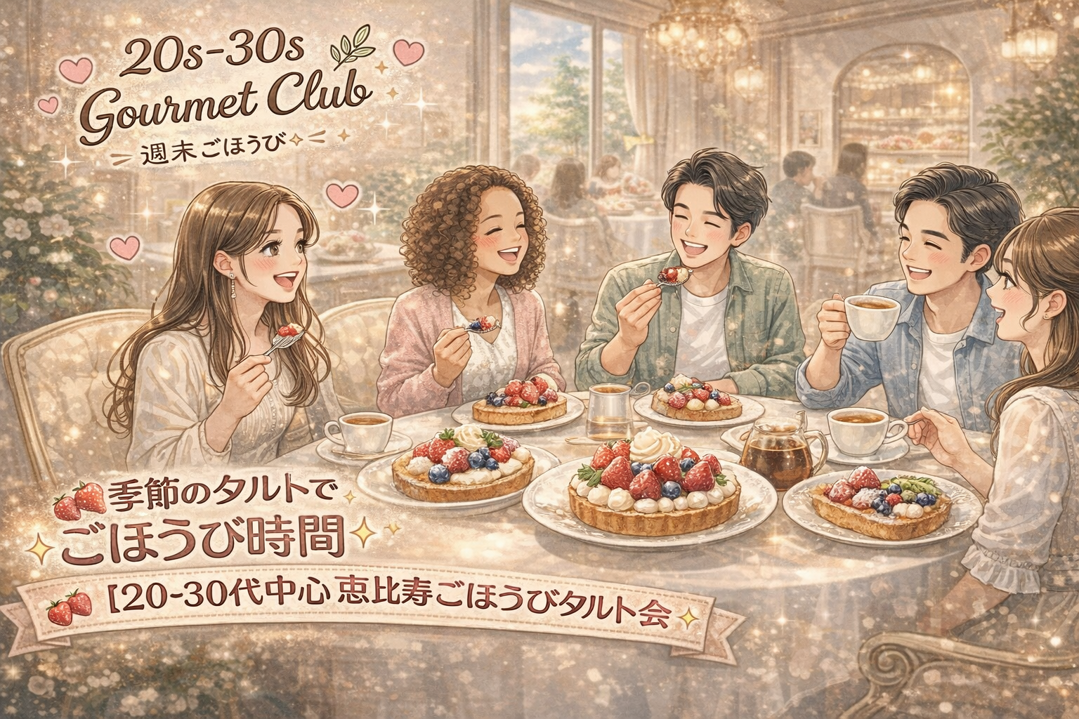 🍓季節のタルトでごほうび時間✨
【20〜30代中心】恵比寿ごほうびタルト会