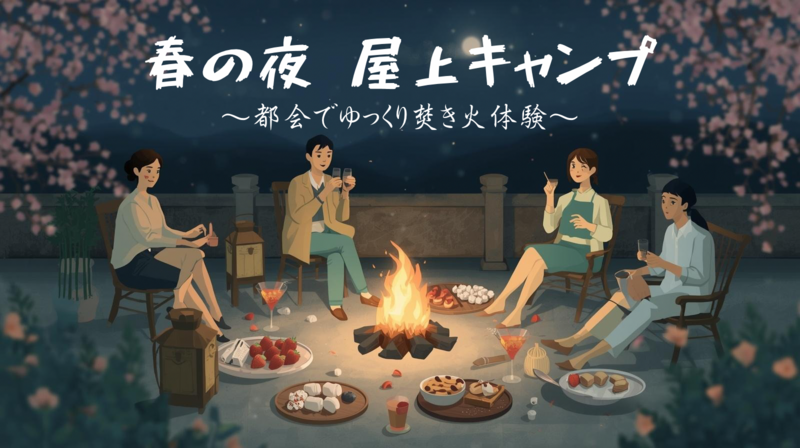男女主催🌸春の夜焚き火キャンプ🏕～カフェのように過ごすゆるい時間～