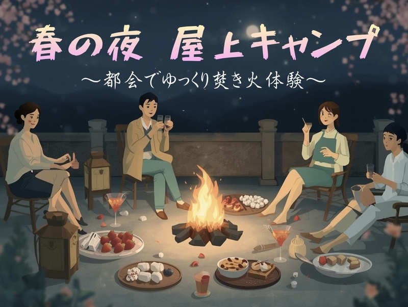 男女主催🌸春の夜焚き火キャンプ体験🏕～カフェのように過ごすゆるい時間～