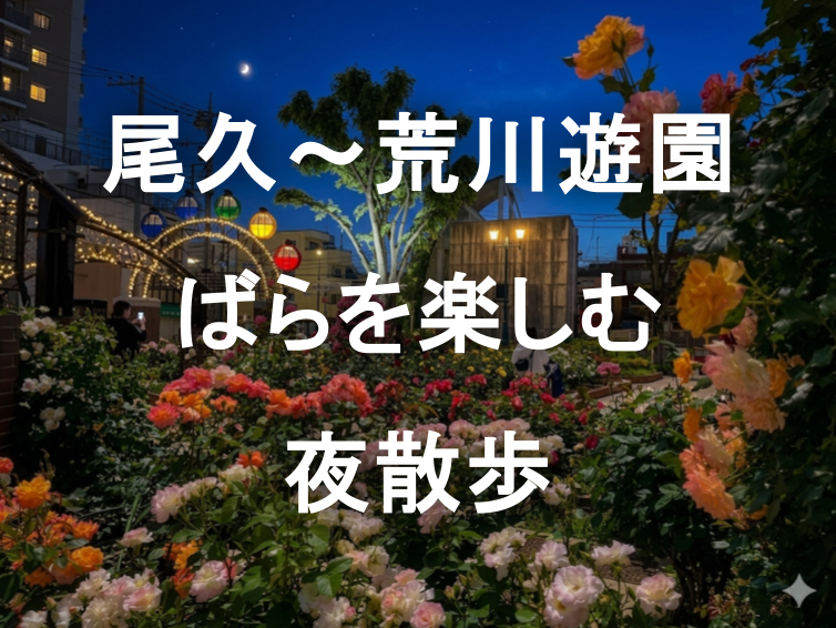 尾久～あらかわ遊園の夜散歩🌹都電荒川線沿いのバラをの楽しもう🚃
