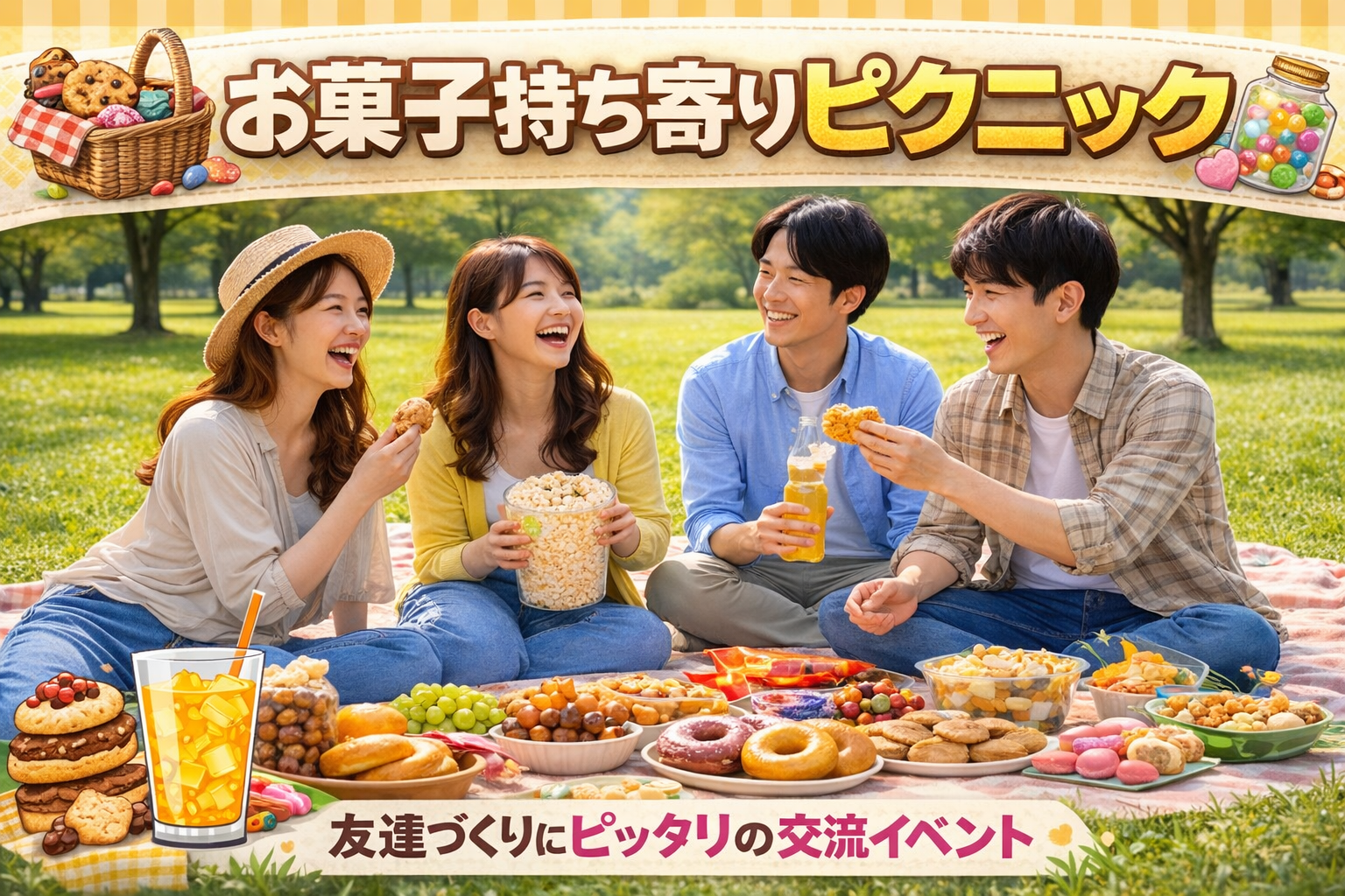 【4/19開催】代々木公園でお菓子ピクニック🍬25-35歳限定！新しい友達とお菓子を食べながらワイワイ楽しもう✨