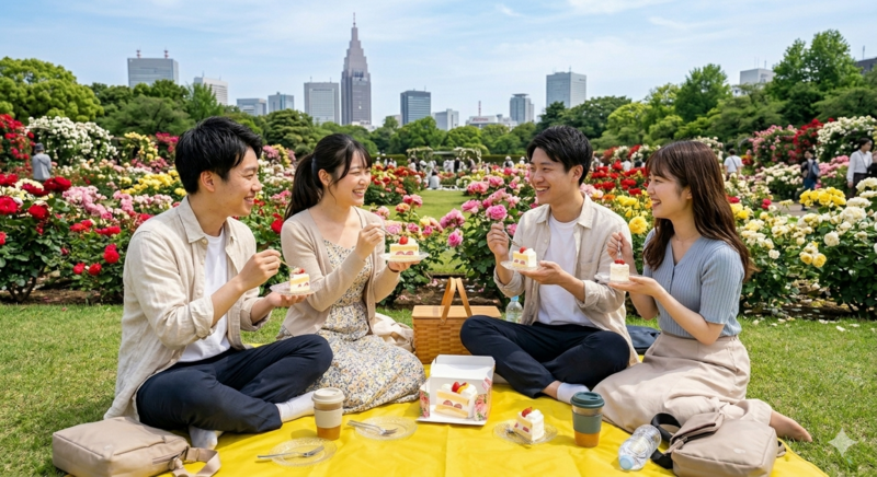 ［無料日］🌹バラ×ケーキ🍰新宿御苑　ヴィーガンケーキ