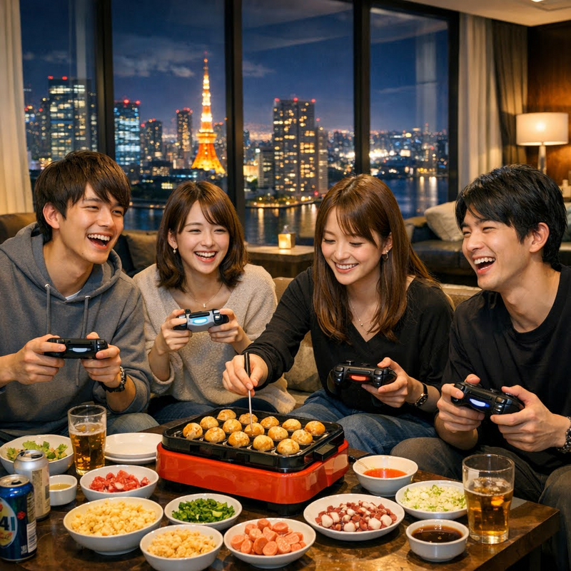 現在4人【4/29(水・祝)たこ焼きマリカー会開催】満席必至！おしゃれ空間でマリオカートしながらタコパしましょう✨