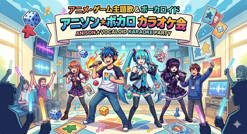 アニメ・ボカロ好き集まれ！カラオケ＆ボードゲームでゆるく繋がる趣味友作りオフ会🎤🎲【一人参加OK】