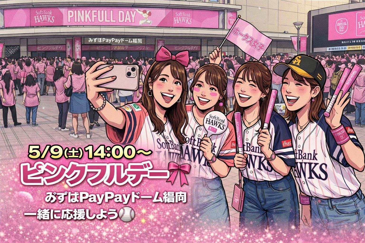 【女子会】5/9ピンクフルデー🎀初心者も大歓迎✨ホークスを一緒に応援しませんか？⚾️