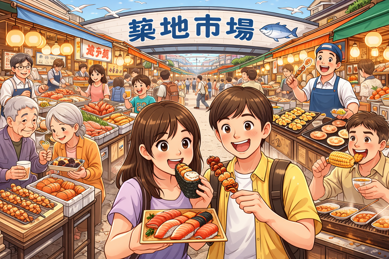 【土曜日の早朝に築地市場!?】早起きの方集合!!
築地場外食べ歩き🦪