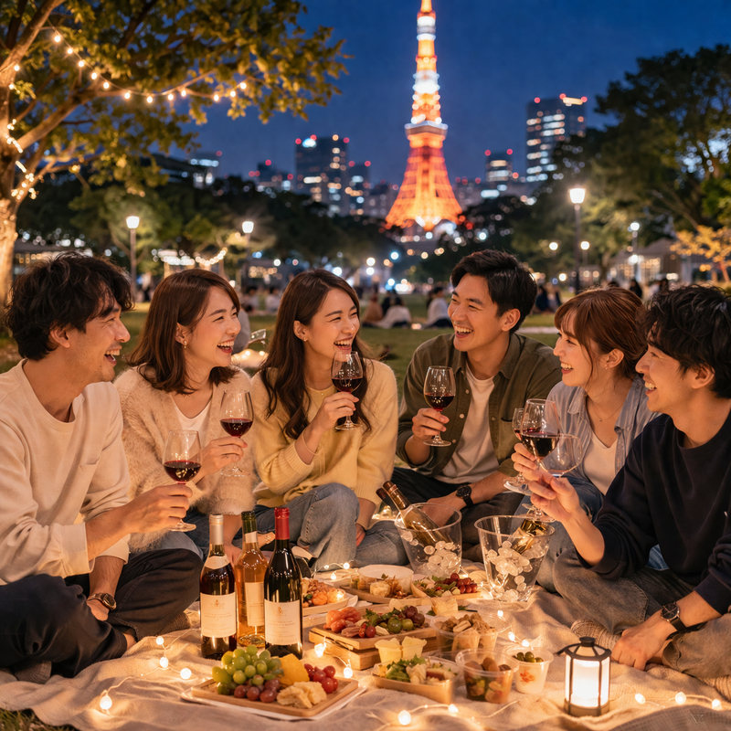 4/24(金)19:00〜 夜風が気持ちいい芝公園で、ワイン片手にナイトピクニックしませんか？🍷🌙