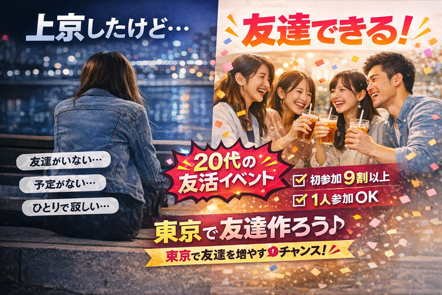 【東京で友達できる会（20代限定）｜
初参加・1人参加歓迎・リピーター歓迎】