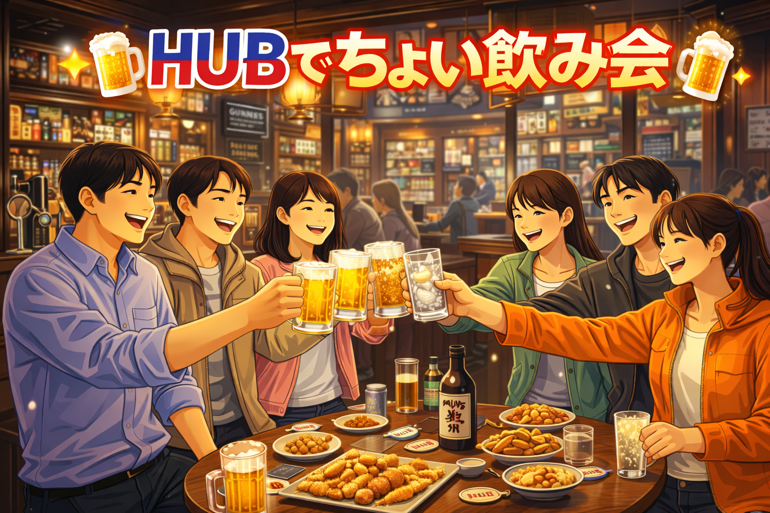 🍷神田駅のHUBで軽く一杯OKちょい飲み会🍻【25-36歳一人参加限定】途中参加大歓迎◎