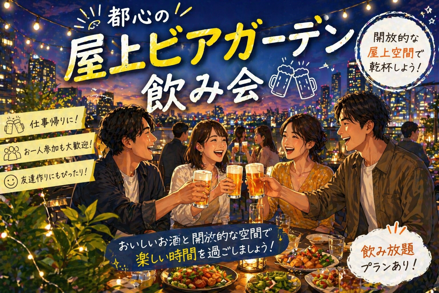第1回新宿ビアガーデン🍻祝日前に飲もう❗️【25-36歳1人参加限定】途中参加退出OK🙆‍♀️早割🉐