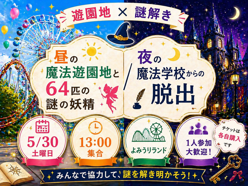 【1人参加歓迎】遊園地×謎解き🎡みんなで協力してクリアしよう！｜5/30