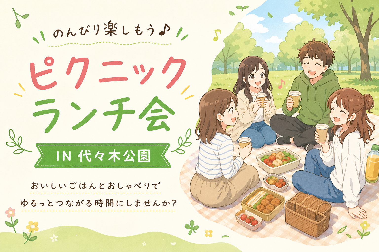 【1人参加大歓迎】ピクニックランチIN代々木公園♬