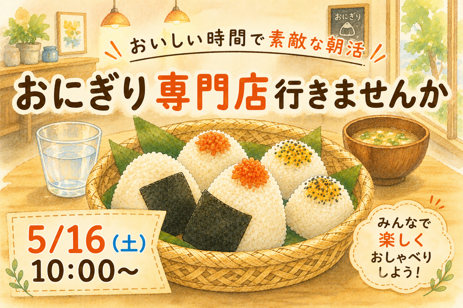 5/16(土)【朝活】おにぎり専門店行きませんか🍙✨