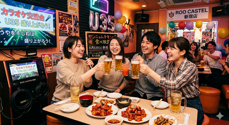 【U35限定】ヤンニョムチキン食べ放題×カラオケ交流会🎤
