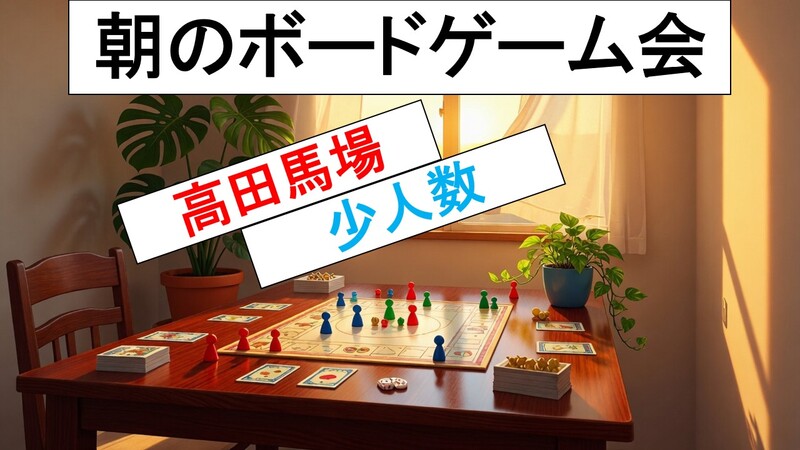 【高田馬場】5月30日(土) 朝の時間をボードゲームで遊ぼう。少人数制でゆったり