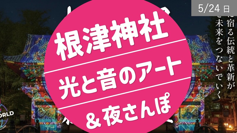 [根津神社] 光と音のアート・イルミネーション散歩＆ 夜さんぽ
