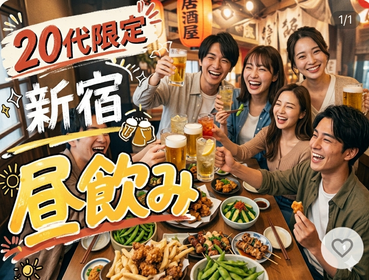 【20代限定・新宿・昼飲み】16時から赤提灯居酒屋で乾杯✨