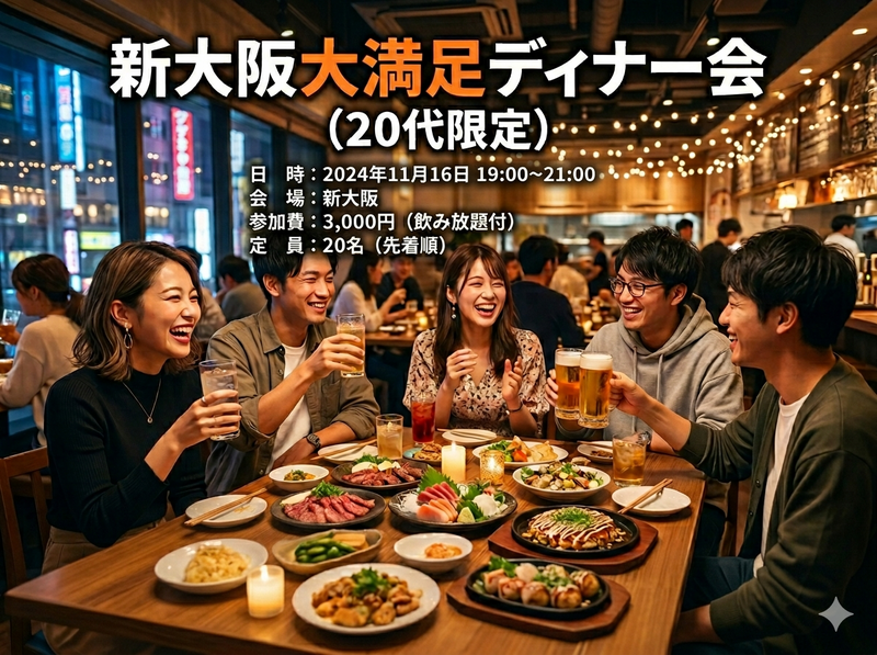 6/13開催【20代限定】第３回新大阪大満足ディナー会