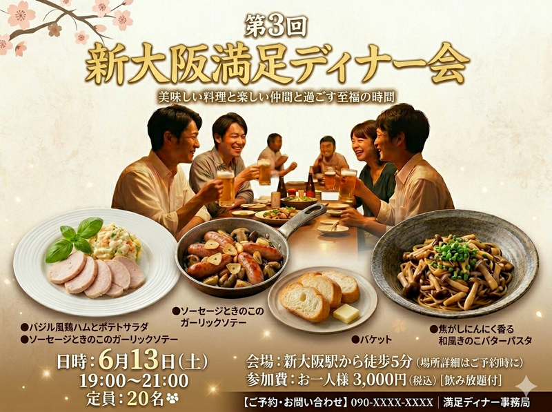 6/13開催【20代限定】第３回新大阪大満足ディナー会
