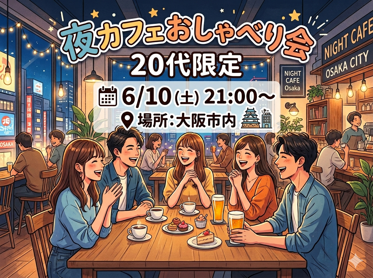 🌙夜カフェおしゃべり会 in 大阪市内☕️✨（20代限定）