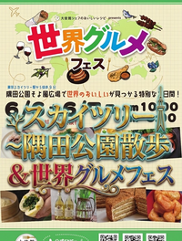 【男女共催】スカイツリーから隅田公園に散歩し、世界グルメフェスに行こう【解説付き】