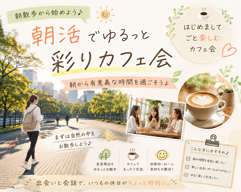 【日比谷公園⛲️】【🌈女性主催】ゆるっと朝散歩🚶‍♀️〜初めましてごとまるっと楽しむカフェ会〜
