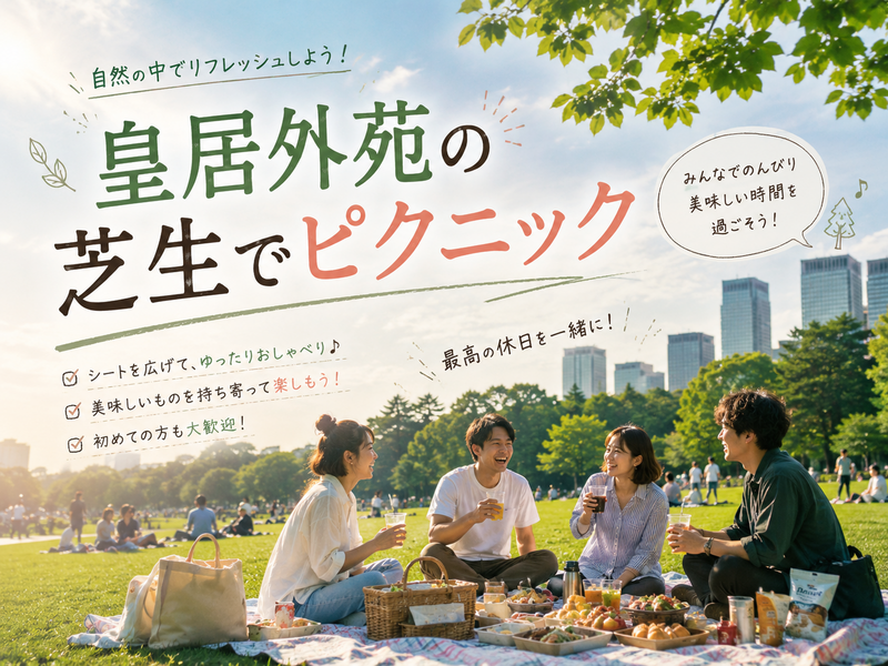 ☀️皇居でゆるピクニック🌳【25-36歳1人参加限定】途中参加退出OK🙆‍♀️早割🉐