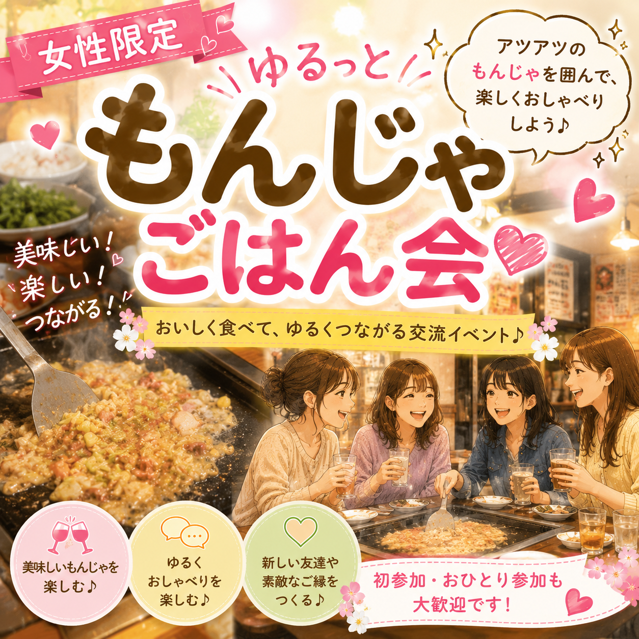 【女子会】有楽町でもんじゃを食べに行きましょう♪