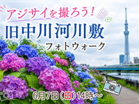 【東京フォトウォーク】旧中川河川敷を歩いてアジサイを撮ろう(初心者・スマホ歓迎!)