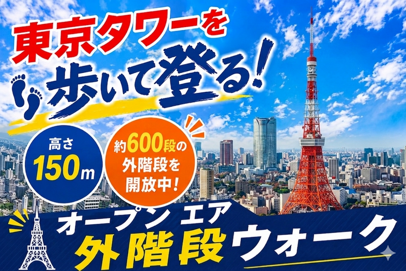 7/12【東京タワー外階段ウォーク】600段踏破！暑い夏は朝活で爽快リフレッシュ体験✨登った後はカフェでひとやすみ☕