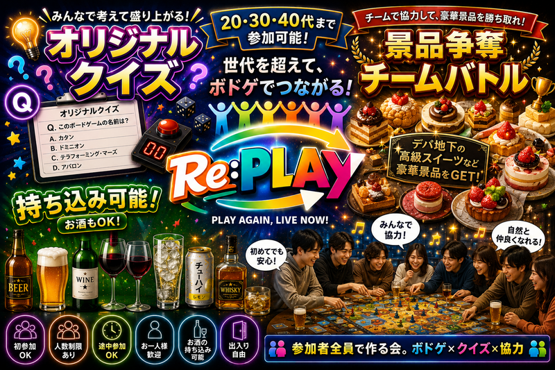 水曜の夜はボドゲとクイズで盛り上がろう！隠れ家カフェ1-Pointとのコラボ！！