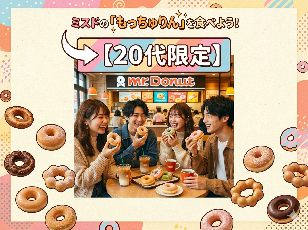 【20代限定】ミスドの新作「もっちゅりん」をみんなで食べ比べようの会🍩✨