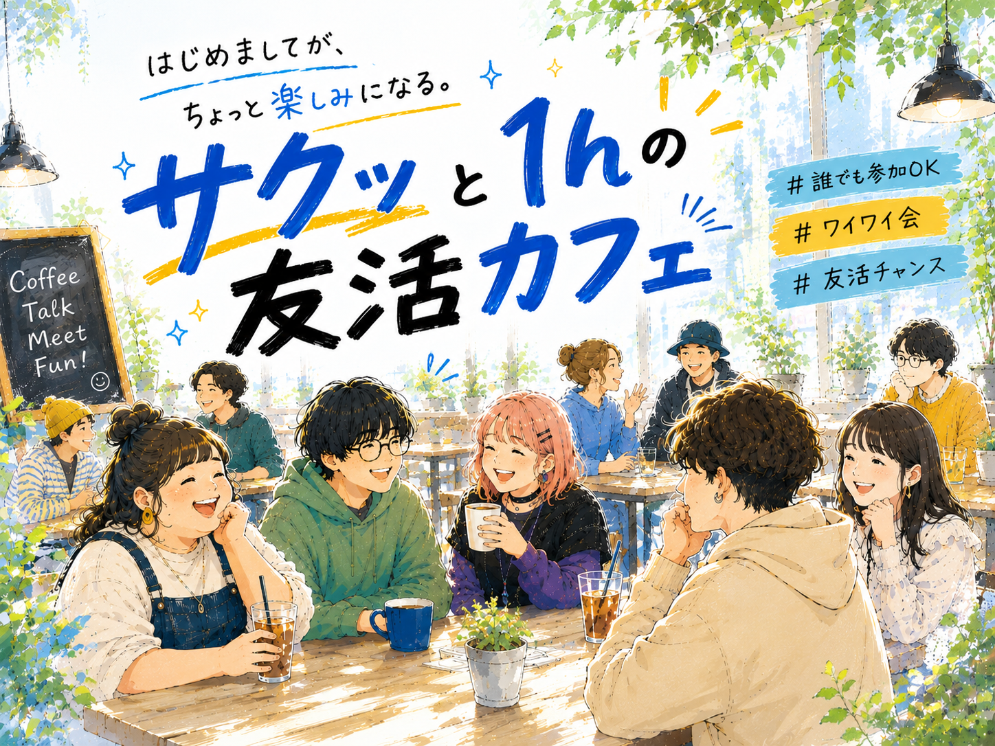 5☺️《新宿》サクッと１hの友活カフェ☕️【初参加＆先着３名様はスーパー割引】素敵な1日は素敵な出会いから✨