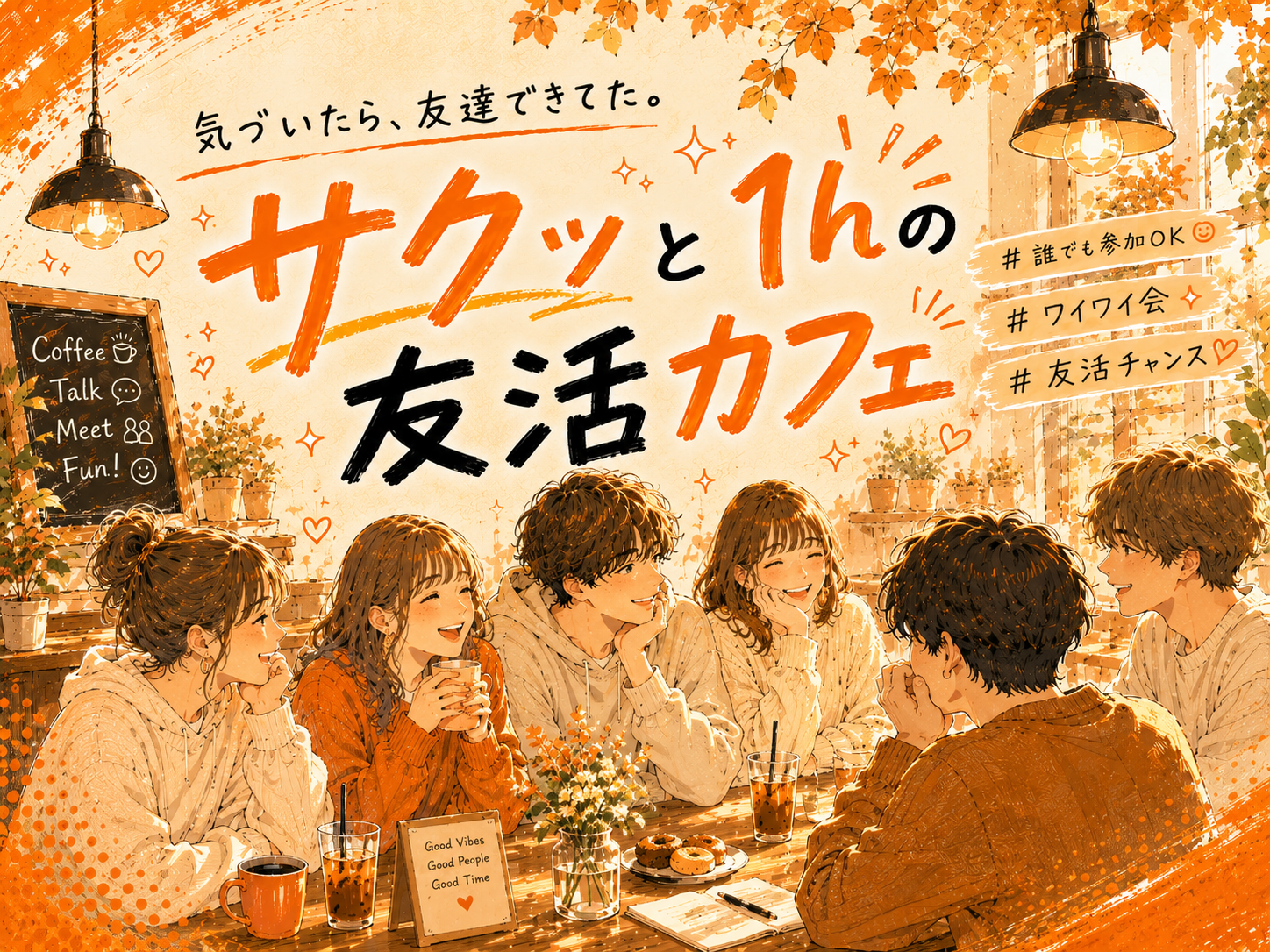 7🍩《新宿》サクッと１hの友活カフェ☕️【初参加＆先着３名様はスーパー割引】素敵な1日は素敵な出会いから✨