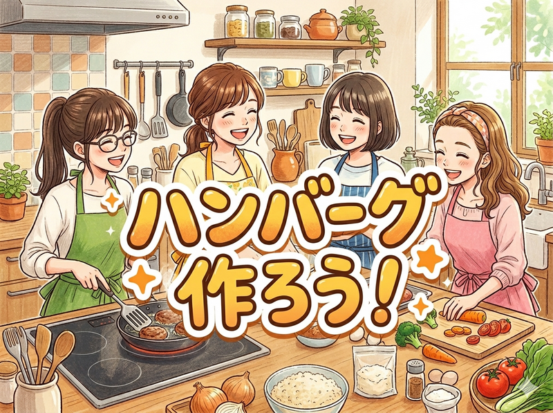 【💖女性限定】【お料理会】ハンバーグをみんなで作ろう！自分のオハコメニューができる会✨