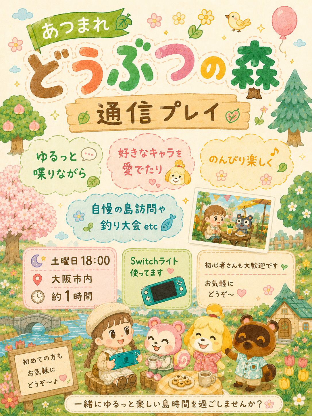 【初心者さん/お一人様大歓迎】カフェでゆるっとあつ森会🍀